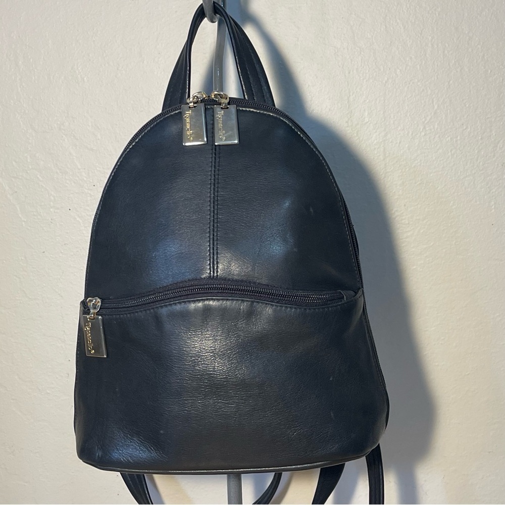 Tignanello Black Leather Mini Backpack Purse Soft Leather Travel Bag
